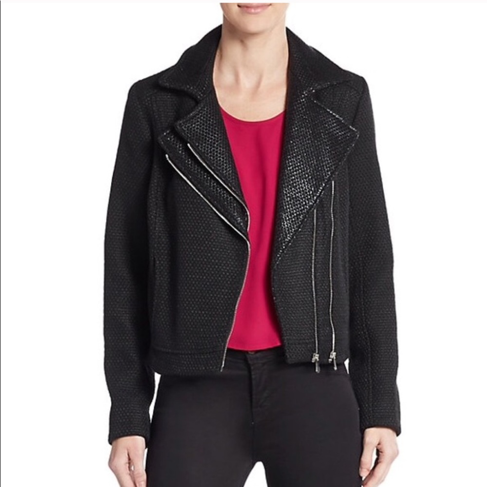 1.State Black Tweed Moto Jacket with zippers